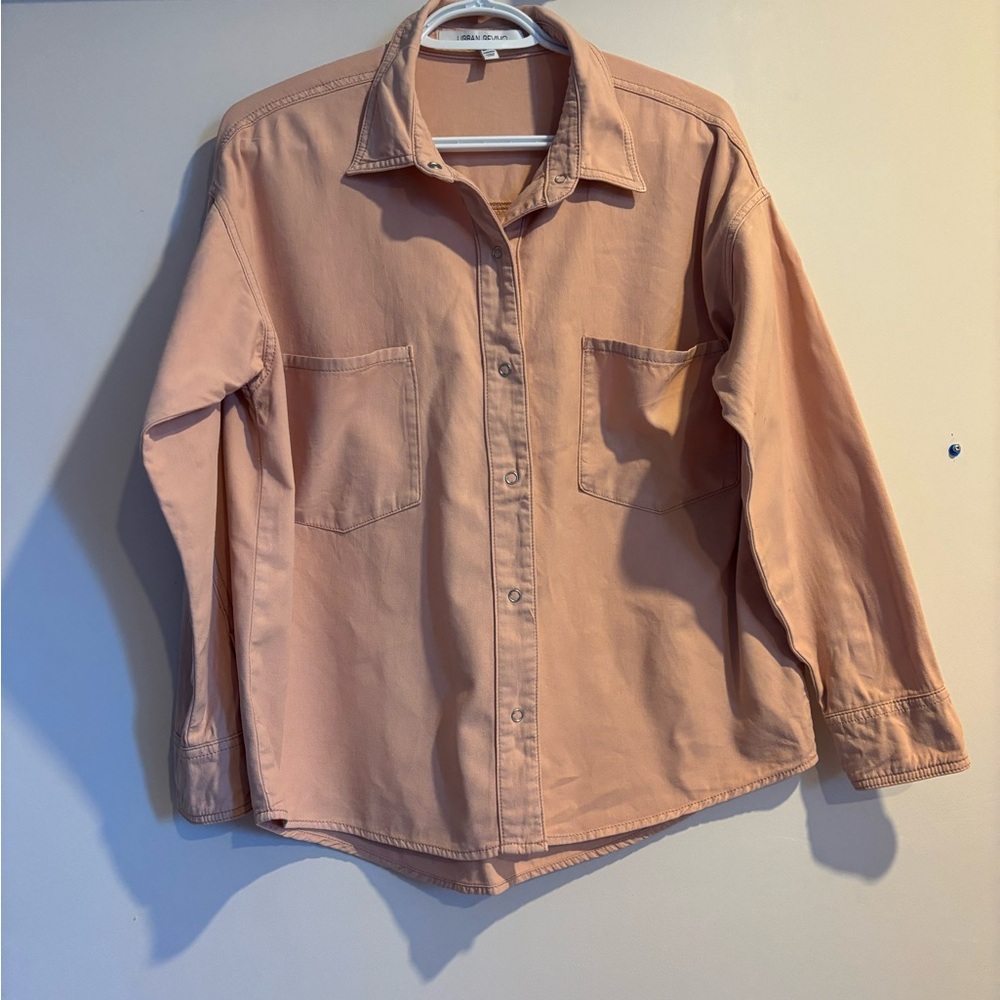 Urban Revivo Women's Peach Oversize Button-Down Shirt